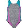 Speedo Girls Swimsuit One Piece Infinity Splice Thick StrapHeather GreyCeramic