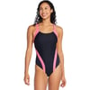 Speedo Womens Swimsuit One Piece Creora Highclo Quantum Splice High Cut SolidJacguard Speedo Black