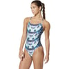 Speedo Womens Swimsuit One Piece PowerFlex Relay Back PrintedBlue