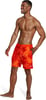 Mens Swim Trunk Knee Length Boardshort Bondi Printed18 Palm Spicy Orange