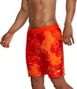 Mens Swim Trunk Knee Length Boardshort Bondi Printed18 Palm Spicy Orange