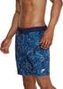 Mens Swim Trunk Knee Length Boardshort Bondi Printed18 Spray Vallarta Blue