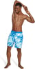 Mens Swim Trunk Knee Length Boardshort Bondi Printed18 Tides Blue Atoll