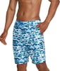 Mens Swim Trunk Knee Length Boardshort Bondi Printed20 Data Palace Blue