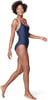 Speedo Womens Swimsuit One Piece Contrast Binding High CutPeacoat