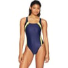 Speedo Womens Powerflex Eco Taper Splice Pulse Back One Piece SwimsuitNavyGold