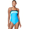 Speedo Womens Swimsuit One Piece Adjustable Square Neck Contemporary CutIbiza Blue