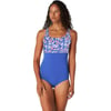 Speedo Womens Swimsuit One Piece Adjustable Square Neck Moderate CutDazzling Blue