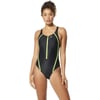 Speedo Womens Swimsuit One Piece Creora Highclo Quantum Splice High Cut SolidMdZip Green Glow