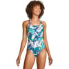 Speedo Womens Swimsuit One Piece Prolt Volt Back PrintedMarble Blue Atoll