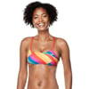 Speedo Womens Swimsuit Top Bikini Endurance Strappy Back DemiPride Sliced Squares