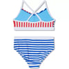 Speedo Girls Swimsuit Two Piece Bikini SetMariner Stripe Cobalt