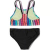 Speedo Girls Swimsuit Two Piece Bikini SetRainbow Stripe Anthracite