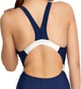 Speedo Womens Swimsuit One Piece Creora Highclo Quantum Splice High Cut SolidFusion NavyWhite