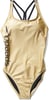 Speedo Womens Swimsuit One Piece Thin Strap High CutGold