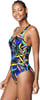 Speedo Womens Swimsuit One Piece Thin Strap High CutGraphic Floral Hot Coral