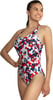 Speedo Womens Swimsuit One Piece Thin Strap High CutPrism RedWhiteBlue