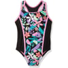 Speedo Girls Swimsuit One Piece Infinity Splice Thick StrapSpeedo Black Floral