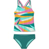 Speedo Girls Swimsuit Two Piece Tankini Thin StrapWavy Enamel Blue