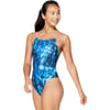 Speedo Womens Swimsuit One Piece Endurance Fixed Back Double StrapWashed Tie Dye