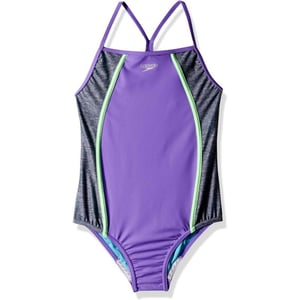 Speedo Girls Swimsuit One Piece Thin StrapsHeather Lavender Purple