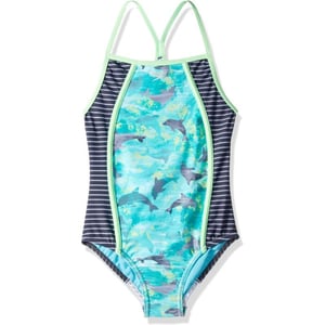 Speedo Girls Swimsuit One Piece Thin StrapsNew Turquoise