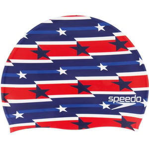 Speedo Swim Cap SiliconeRad White  Blue