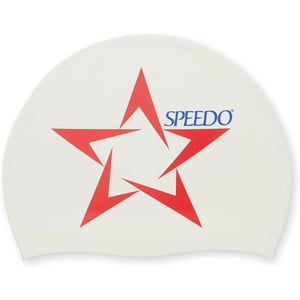 Speedo Swim Cap SiliconeRedWhite Star