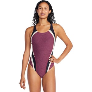 Speedo Womens Swimsuit One Piece Creora Highclo Quantum Splice High Cut SolidHeather Fandango Pink