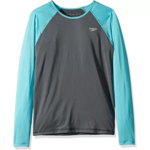 Speedo Girls Uv Swim Shirt Long Sleeve RashguardAsphaltBlue