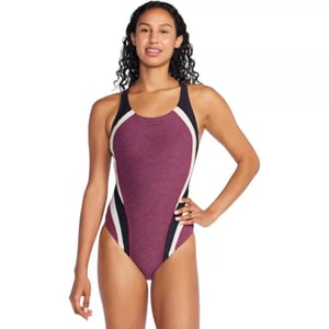 Speedo Womens Swimsuit One Piece Creora Highclo Quantum Splice High Cut SolidHeather Fandango Pink