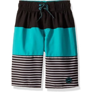 Speedo Boys Swim Trunk Knee Length Blocked VolleyDiscontinuedStripe Marine Green