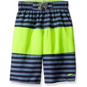 Speedo Boys Swim Trunk Knee Length Blocked VolleyDiscontinuedStripe Sport Neon