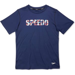 Speedo Boys Uv Swim Shirt Short Sleeve Tee GraphicRwb Peacoat