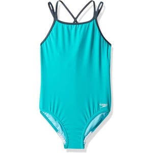 Speedo Girls Swimsuit One Piece Solid Cross Back Multi Straps  Manufacturer DiscontinuedNew Turquoise