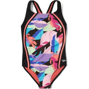 Speedo Girls Swimsuit One Piece Thick Strap Racer Back PrintedCoral Paradise