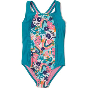 Speedo Girls Swimsuit One Piece Thick Strap Racer Back PrintedRainbow Garden