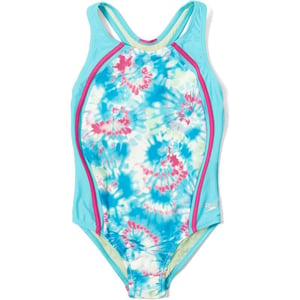 Speedo Girls Swimsuit One Piece Thick Strap Racer Back PrintedRaspberry Rose