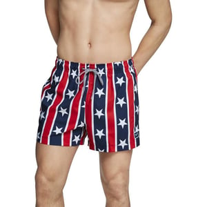 Speedo Mens Swim Trunk Short Length Redondo PrintedRedWhiteBlue