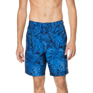 Mens Swim Trunk Knee Length Boardshort Bondi PrintedJungle Peacoat