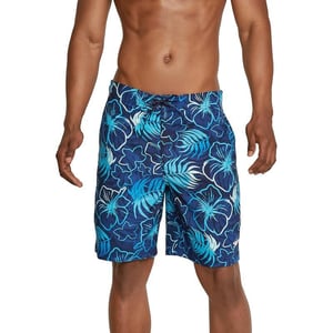 Mens Swim Trunk Knee Length Boardshort Bondi Printed20 Blend Peacoat