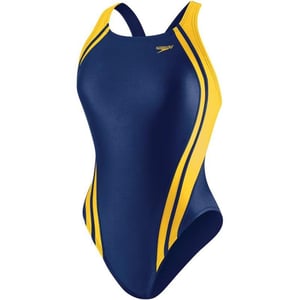 Speedo Big Girls Youth Quantum Splice SwimsuitNavyGold