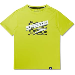 Speedo Boys Uv Swim Shirt Short Sleeve Tee GraphicCheckered Bitter Lime