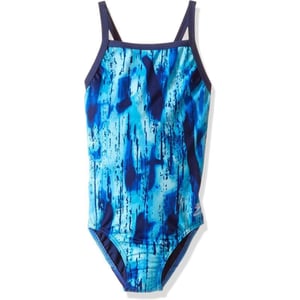 Speedo Girls Endurance Art School Flyback SwimsuitArt Speedo Blue