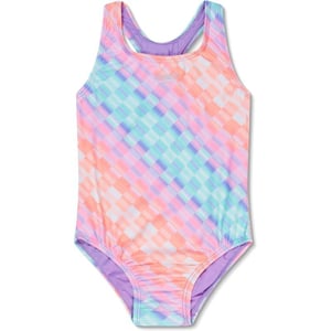 Speedo Girls Swimsuit One Piece Closed RacerbackOmbre Check