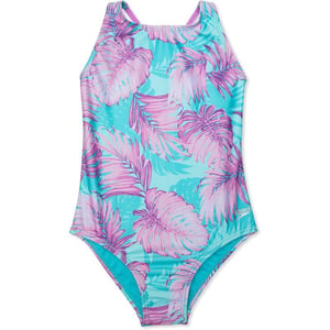 Speedo Girls Swimsuit One Piece High Neck Strappy BackShady Palm