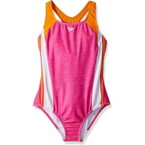 Speedo Girls Swimsuit One Piece Infinity Splice Thick Strap  Manufacturer DiscontinuedBright Pink