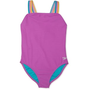 Speedo Girls Swimsuit One Piece Square Neck Thin StrapAmethyst