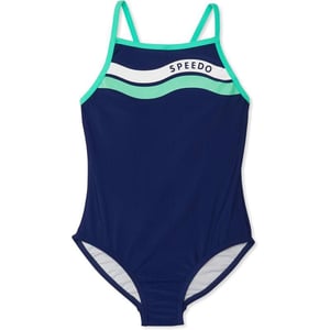 Speedo Girls Swimsuit One Piece Thin StrapsLogo Blue Harmony