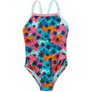 Speedo Girls Swimsuit One Piece Thin StrapsPalm Aqua Splash